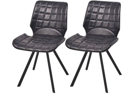Conjunto 2 Cadeiras de Refeição  242784 Couro Artificial Preto