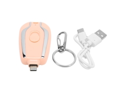 Carregador Portátil Chaveiro 1500mah Carga Rápida Usb C Bateria De Reserva Mini Emergência Para Celulares Rosa