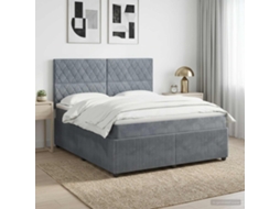 Vidaxl Cama Box Spring Com Colchão Cinzento-escuro 160 X 200 Cm Veludo
