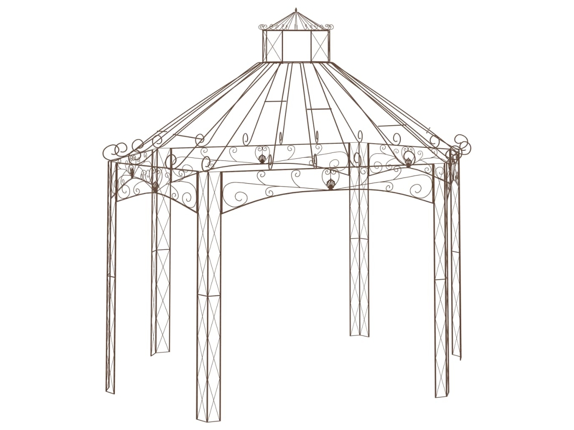 Vidaxl Pavilhão De Jardim 400x258x378 Cm Ferro Castanho Antigo