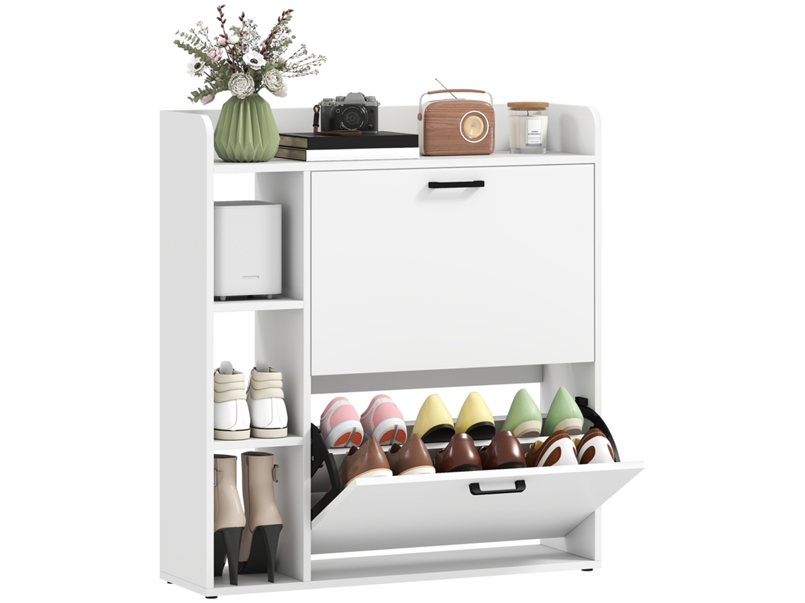 Sapateira para 15 Pares, Modelo Moderno com 2 Gavetas Basculantes, 83x24x90,5cm, Branca PENGJIANG SHOP