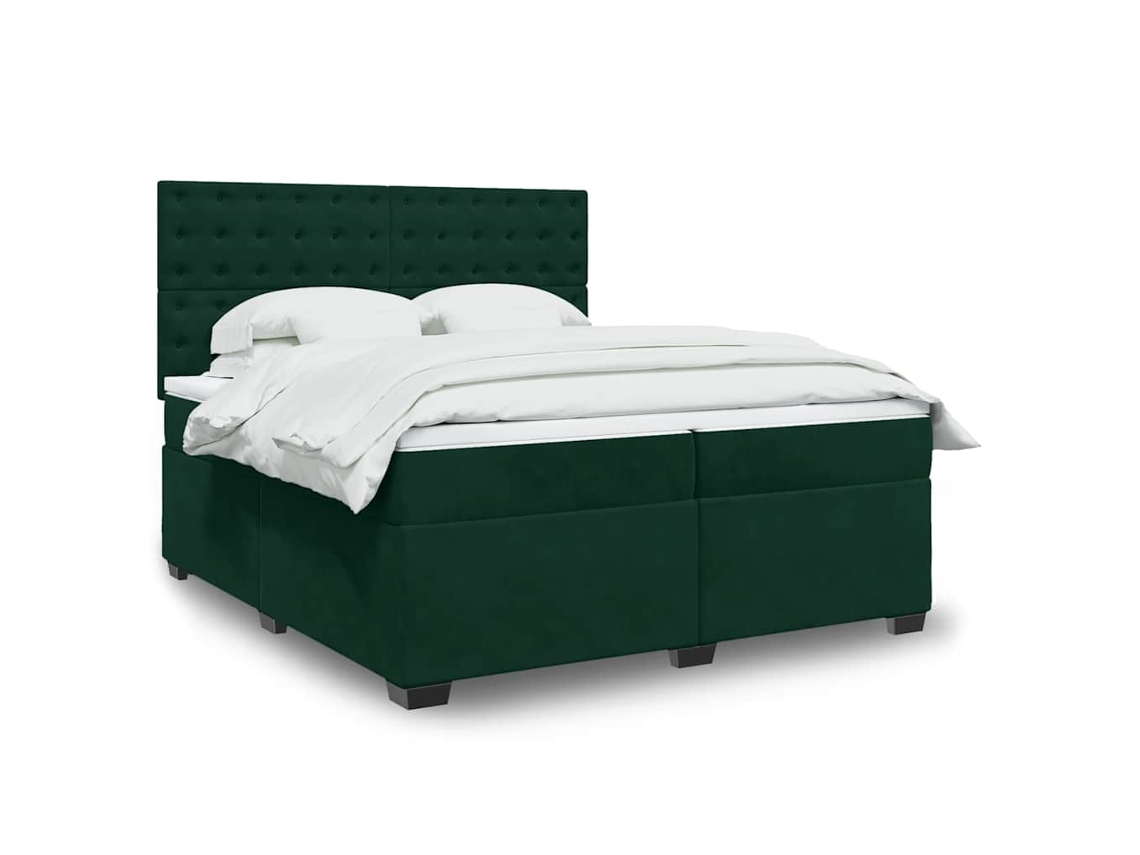 Vidaxl Cama Com Molas/colchão 200x200 Cm Veludo Verde-escuro