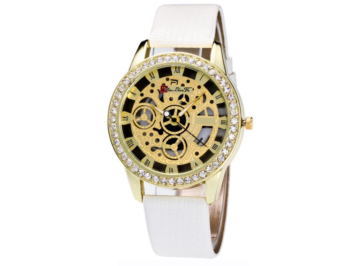 Reloj De Pareja De Cuarzo Con Correa De Cuero Pu Y Dial Redondo Zhoulianfa (blanco)