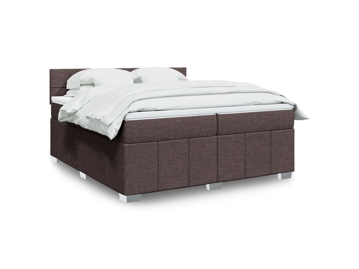 Vidaxl Cama Com Molas/colchão 200x200 Cm Tecido Castanho-escuro