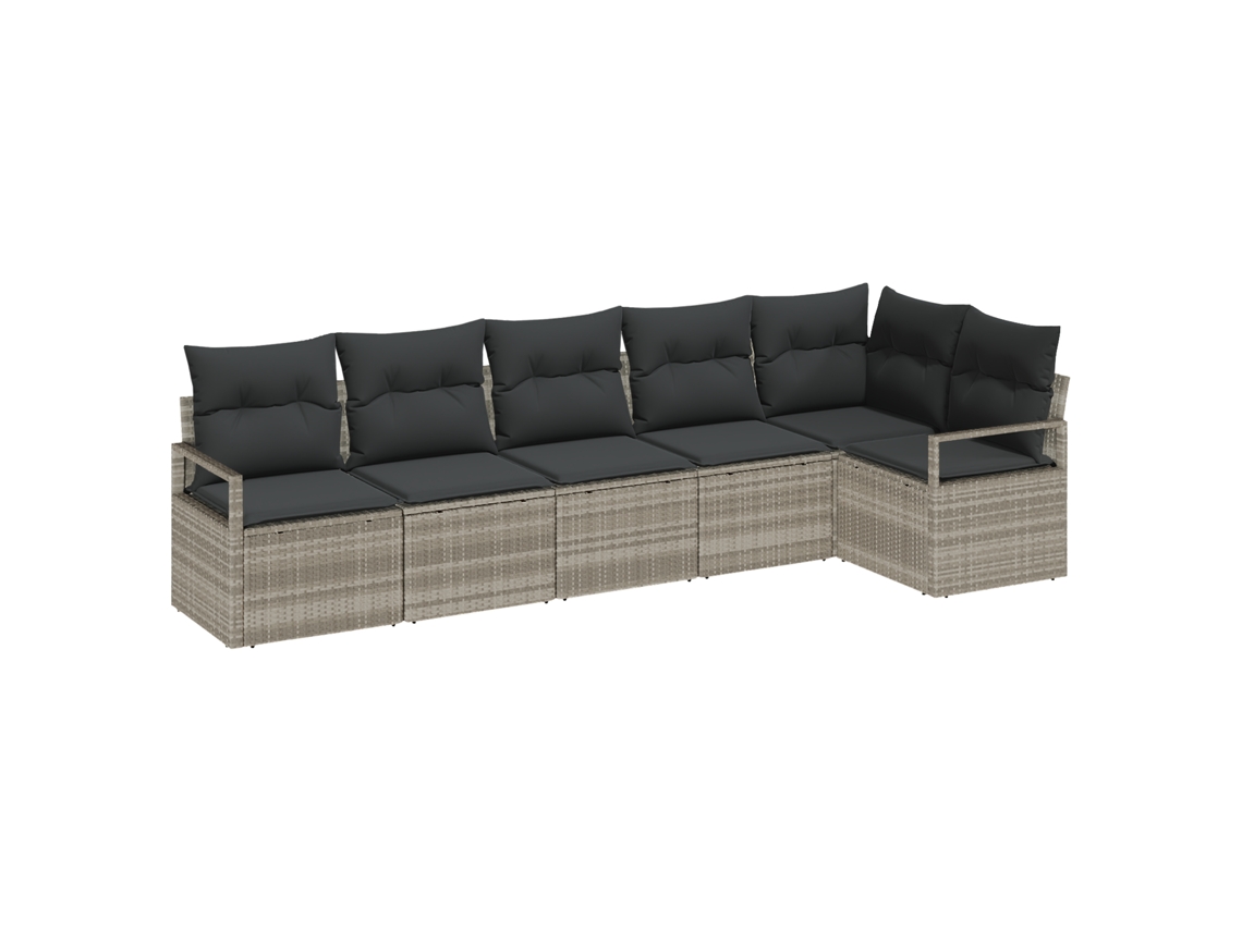 Conjunto 6 Móveis Para Exterior Vidaxl Cinzento-claro Vime Pe (287 X 122 X 85 Cm)