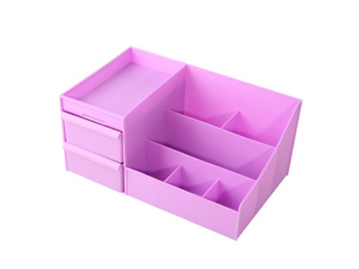 Caixa de maquiagem multicamadas, organizador de gavetas para cosméticos e joias, roxo