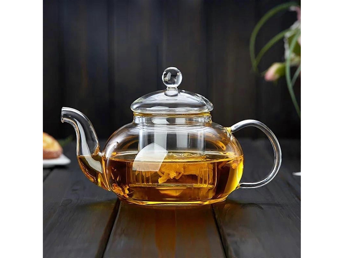 Bule De Vidro Borossilicato Com Infusor, Conjunto De Chá Com Design Floral Resistente Ao Calor, 400ml/1000ml