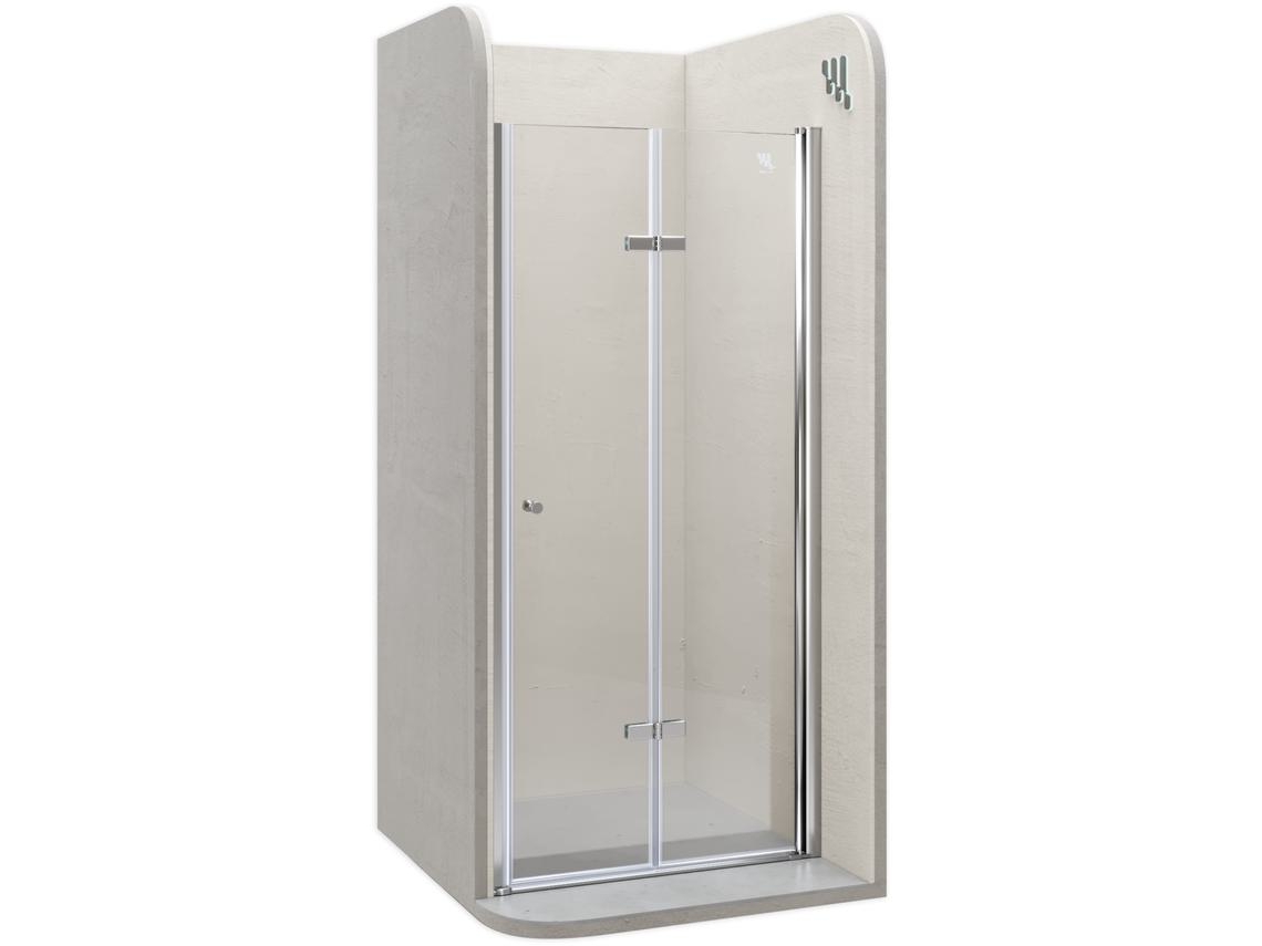 Porta de Duche Articulada MOMENTS OF GLASS MILA, 195x96-100 cm, 2 Vidros com Dobradiças, Perfis Cromados, Vidro Temperado ESG com Nanocoating