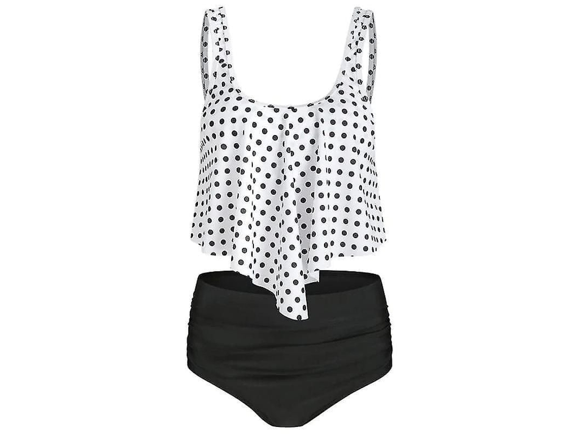 Fasst conjunto de Bikini Tankini com Babados para Mulher Traje de Banho de Cintura Alta para Praia Poliéster Recheado