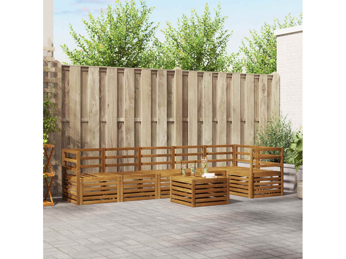 Vidaxl Conjunto De Sofá Sectional 7 Pcs Natural