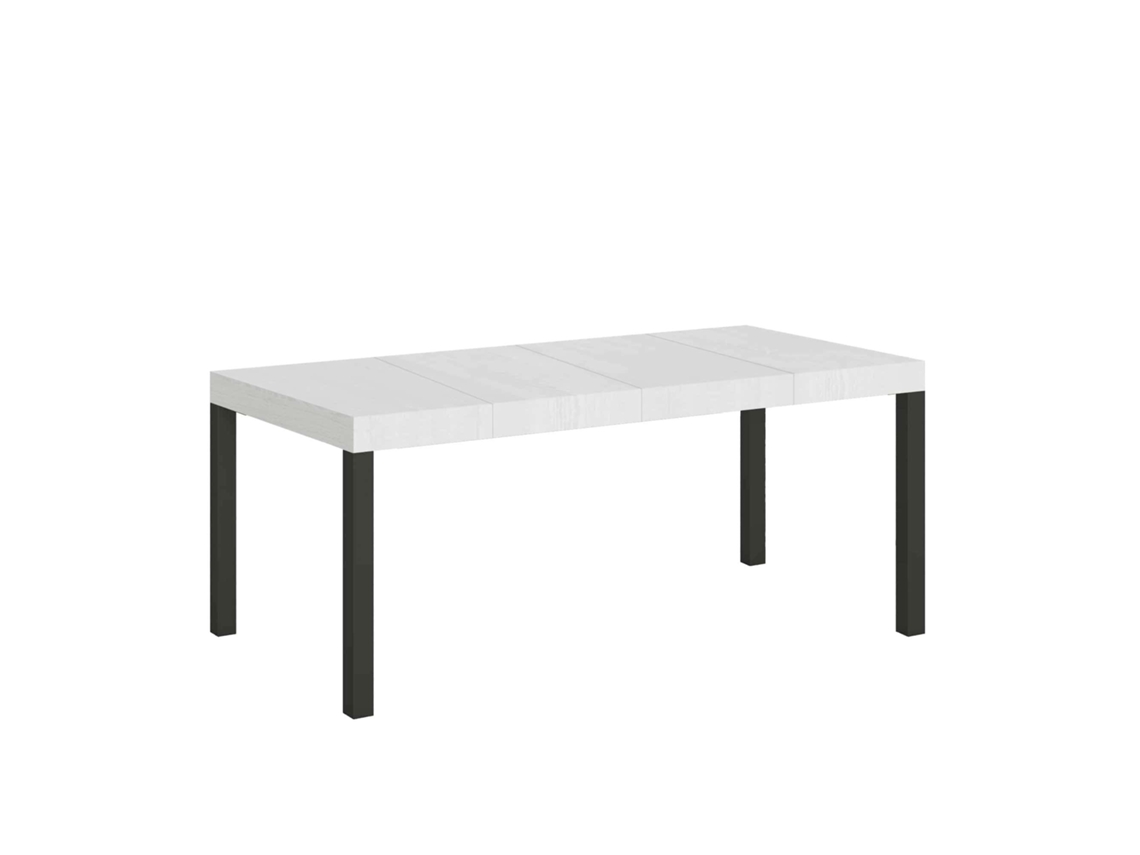Mesa de Jantar Extensível 90X90/246 Cm Everyday Premium Cinza Branca Quadro Antracite ITAMOBY