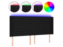 Led Headboard, Led Headboards Vidaxl Preto Tecido (163 X 16 X 118/128 Cm)