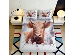 Conjunto de Cama Floral 3d Vaca Microfibra com Fronha 200x25cm S/MARCA