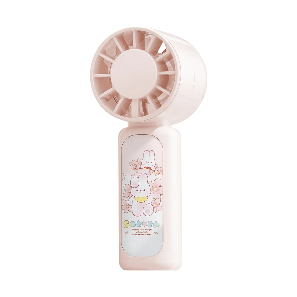 Ventilador portátil MDUG silencioso, 3 velocidades, recarregável via usb, mini de mesa (rosa)