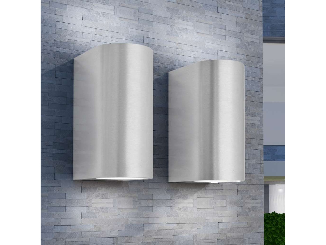 Vidaxl Candeeiros Parede Led Superior/inferior P/ext., 2 Pcs, Redondo