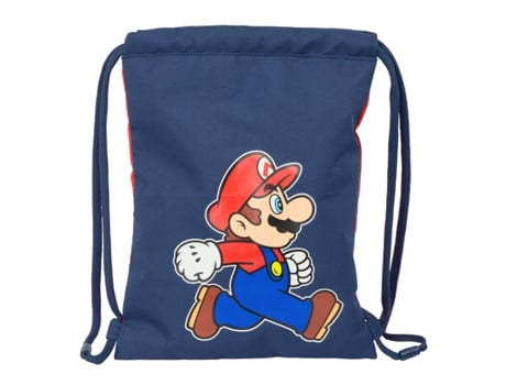 Saco Mochila Com Cordas Super Mario Trick Vermelho Azul Escuro 26 X 34 X 1 Cm