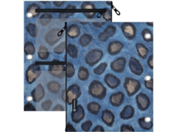 Pasta Transparente Com 3 Furos, Textura De Estampa Leopardo Azul