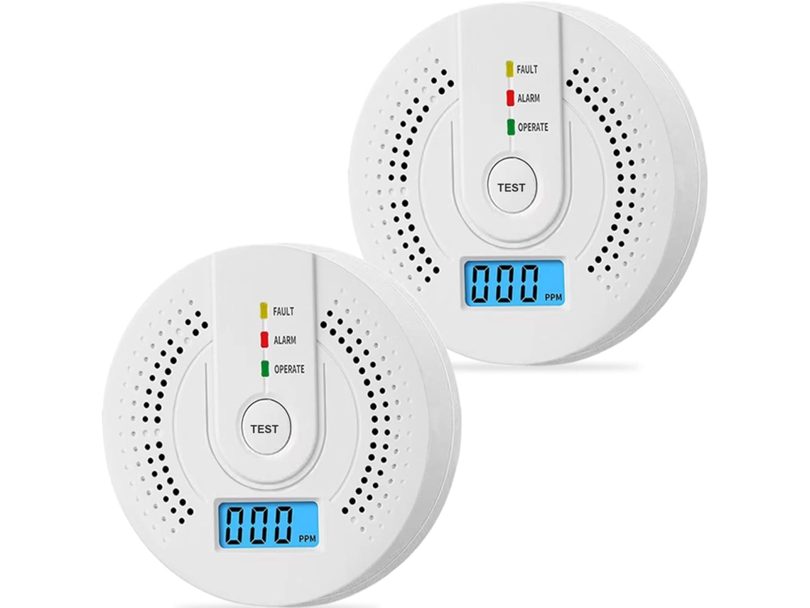Detector De Monóxido De Carbono Com Alarme, Visor Led E Alarme Sonoro E Visual De 85 Decibéis