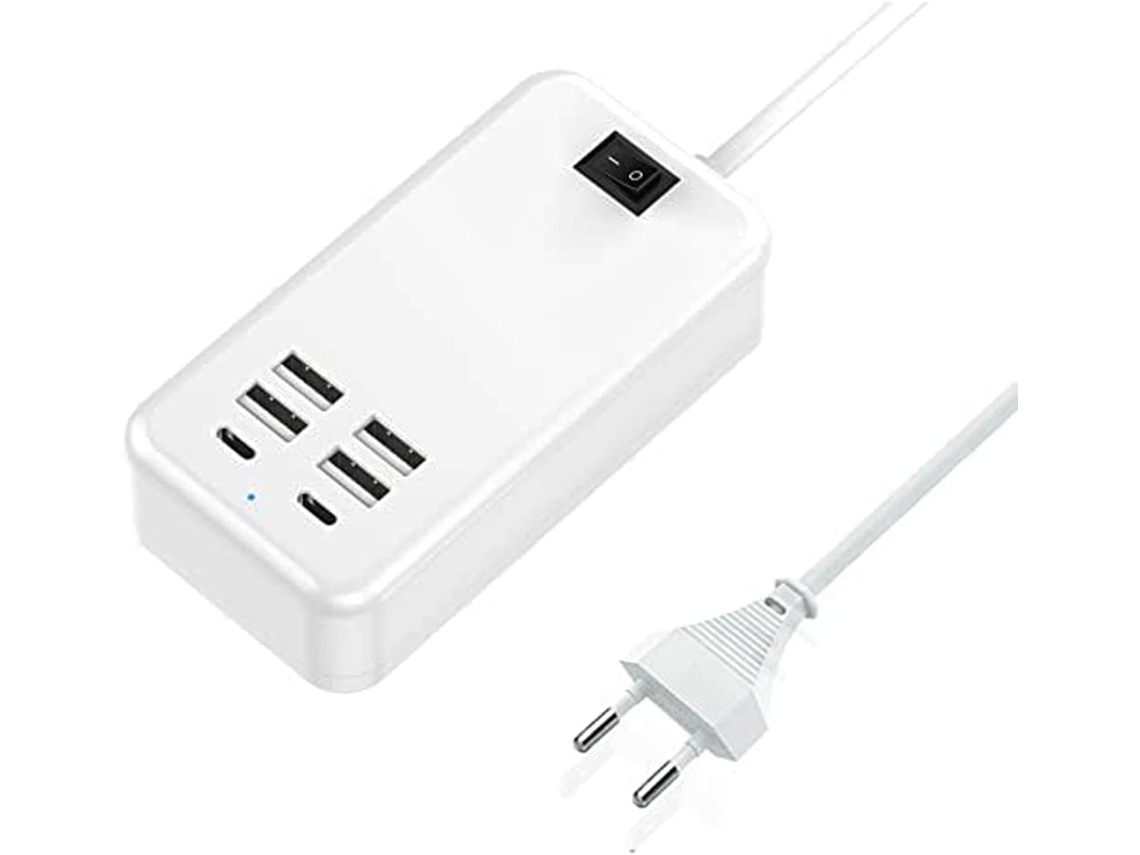 C, Carregador Usb De 6 Portas, 2 Usb-c + 4 Usb-a, Multi-u