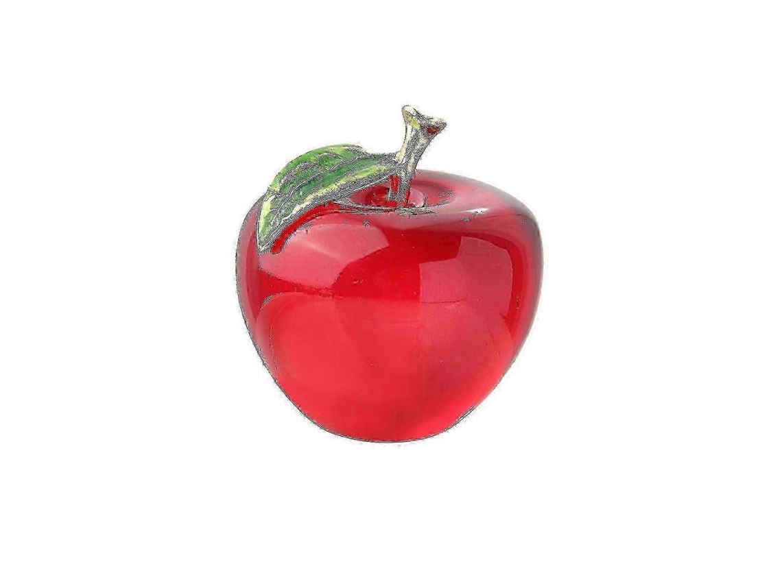 Escultura De Manzana De Cristal Molido A Mano Para Decoración De Mesa Navideña Y Hogar Vermelho Brilhante