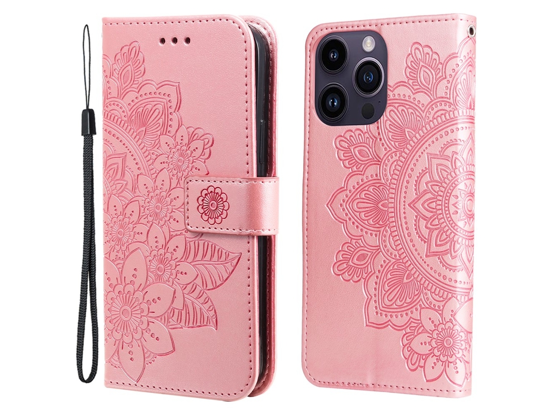 Capa Padrão Flores Para Iphone 15 Pro Max Pele Sintética Multicor