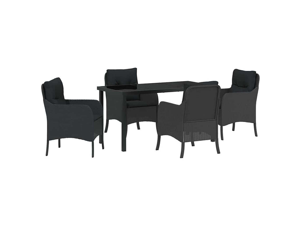 Maison Exclusive - Conjunto De Jantar Para Jardim Com Almofada 5 Pcs Preto Vime Pe
