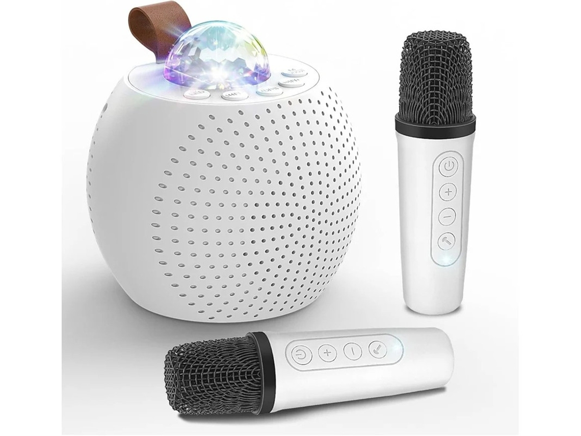 Mini Máquina De Karaokê Para Crianças E Adultos Alto Falante Bluetooth Com 2 Microfones Sem Fio Alto Falante Portátil Com Luzes De Discote Yizhood