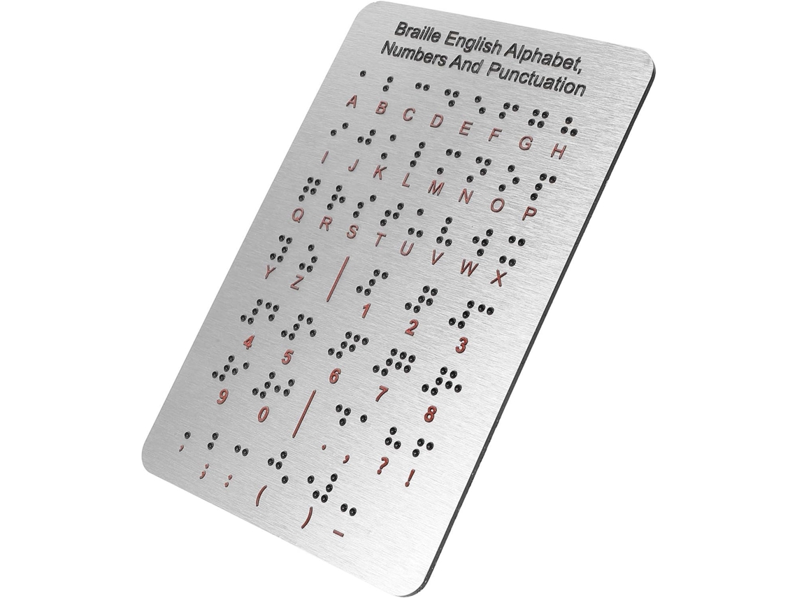 Braille Prancheta Com Números E Pontuação Em Aço Inoxidável Ferramenta Educacional Para Ensino De Sala De Aula Para Adultos