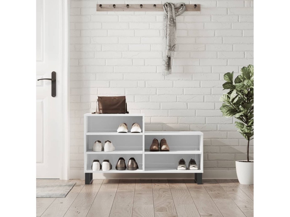 Vidaxl Sapateira 102x36x60 Cm Derivados De Madeira Branco Brilhante