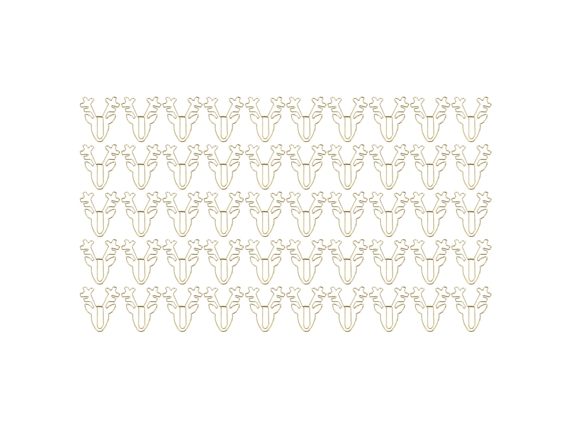 50 Clipes de Papel em Forma de Cabeça de Cervo Divertido, Leve, Inovador, Dourado e Bonito para Escritório, Lar e Escola