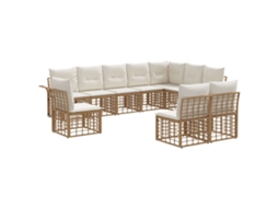 Maison Exclusive - Conjunto De Sofás Para Exterior 10 Unid. Natural E Branco Creme