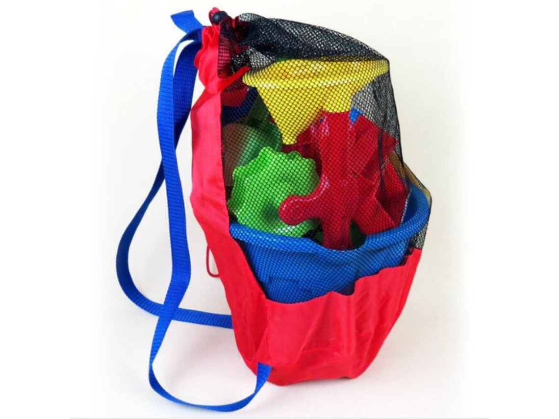 Bolsa Grande Azul Em Tela Para Brinquedos De Praia, Com Alças Ajustáveis ​​e Cordão Fechamento. -aquaforge