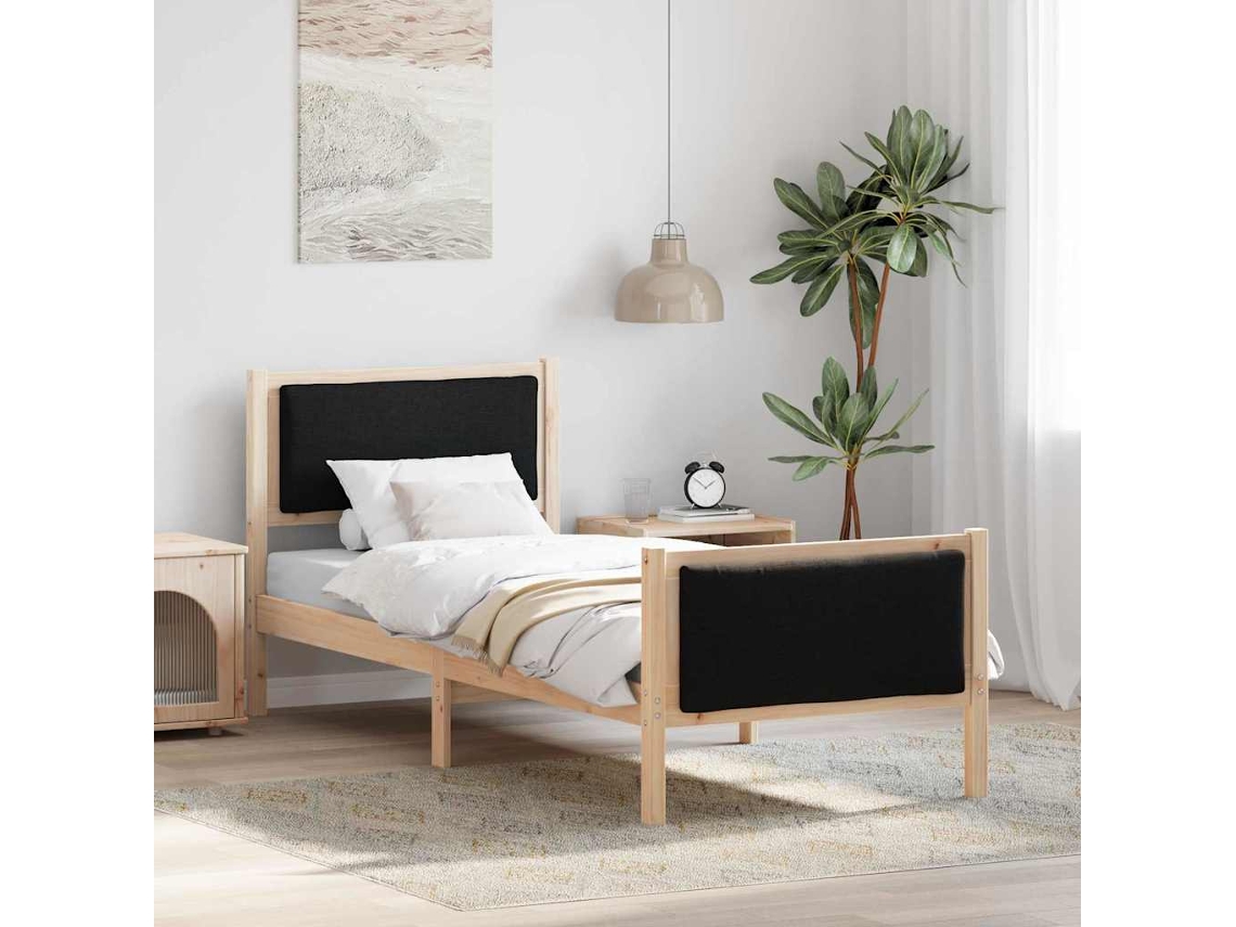 Vidaxl Estrutura Da Cama Com Cabeceira Preto 75 X 190 Cm Tecido