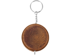 Mini Fita Métrica Retrátil Iplusmile, Portátil, Em Couro Bovino Marrom, Design Redondo Vintage Com Chaveiro, Ideal Para