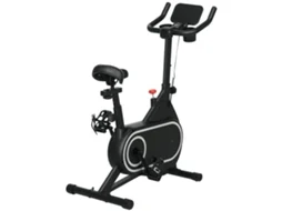 Bicicleta Estática com Ecrã Lcd Assento e Guiador Ajustáveis Volante 4 Kg e Porta Garrafa 93x48,5x102 112 Cm Preto op