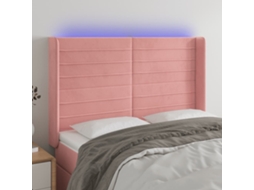 Vidaxl Cabeceira De Cama C/ Luzes Led Veludo 147x16x118/128 Cm Rosa