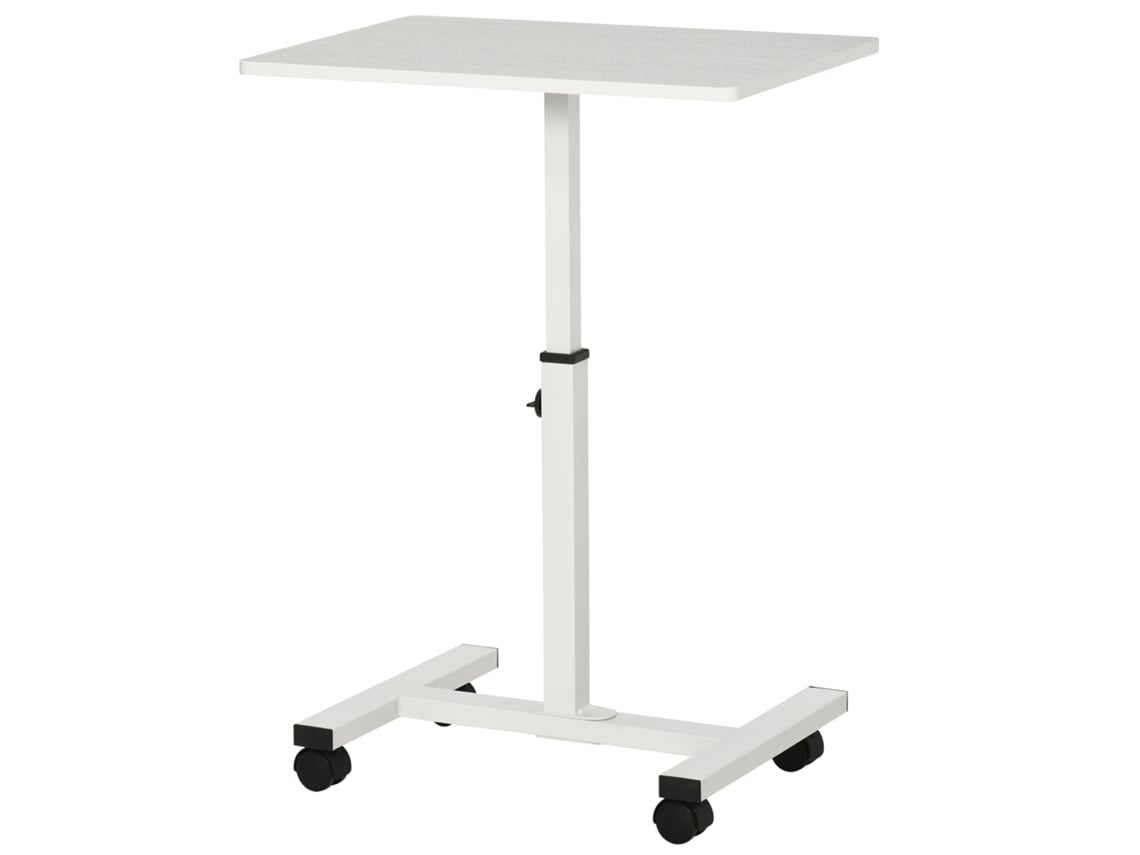 Mesa Auxiliar Com Rodas Lateral Para Sofá Ou Cama Com Altura Ajustável Estrutura De Metal E Freios Para Dormitório Sala De Estar 60x40x52,5-84cm