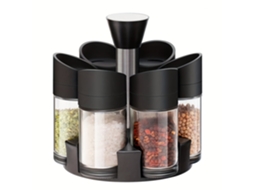 Suporte Giratório para Seis Temperos em Pó, Ideal para Armazenar Especiarias e Condimentos na Cozinha. MDUG