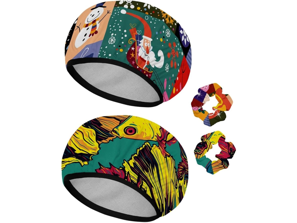 Conjunto De 2 Toucas Banho Reutilizáveis Com Elástico Para Cabelo, À Prova D Água E Ideal Para Cabelos Longos Estampas
