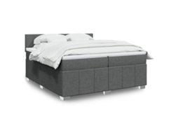 Vidaxl Cama Com Molas/colchão 200x200 Cm Tecido Cinzento-escuro