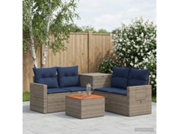 Vidaxl Conjunto De Sofás 6 Unid. Cinza E Azul Marinho