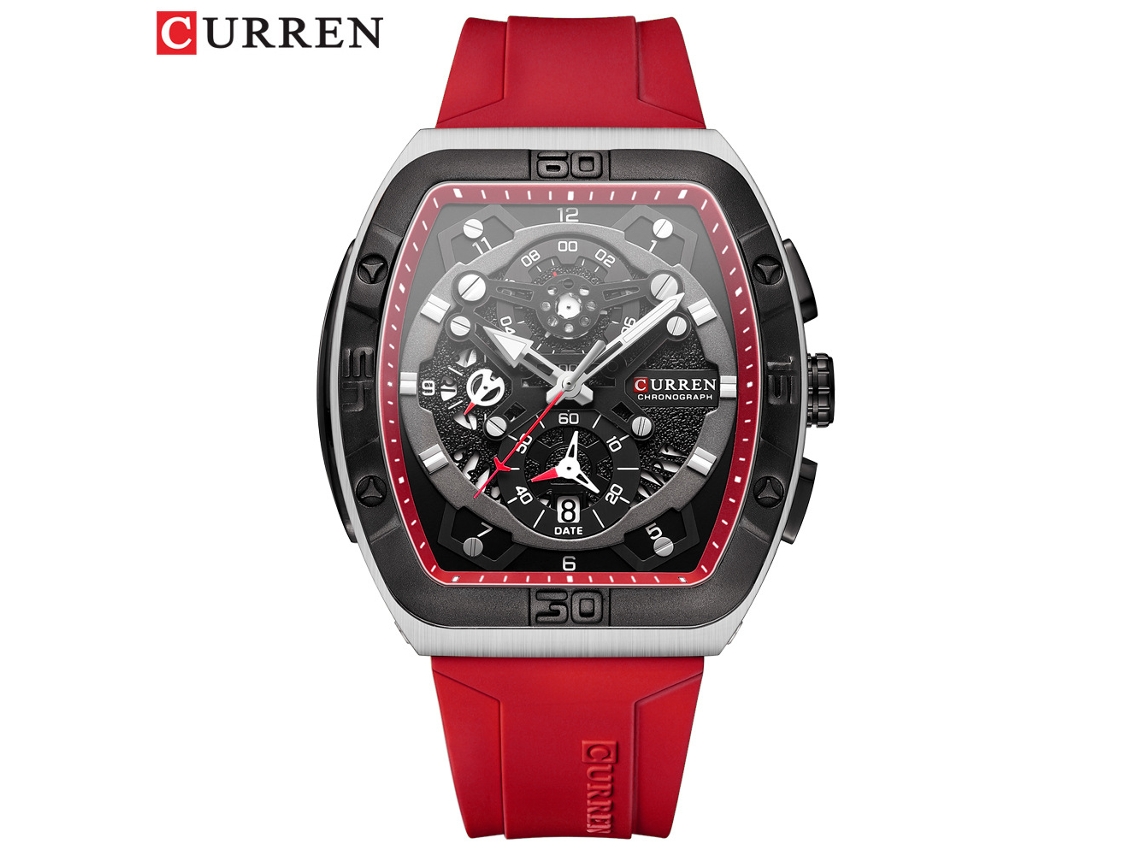 Relógio Masculino À Prova D'água com Seis Ponteiros, Movimento de Quartzo, Calendário e Pulseira, Criativo e Multifuncional. MDUG (vermelho)
