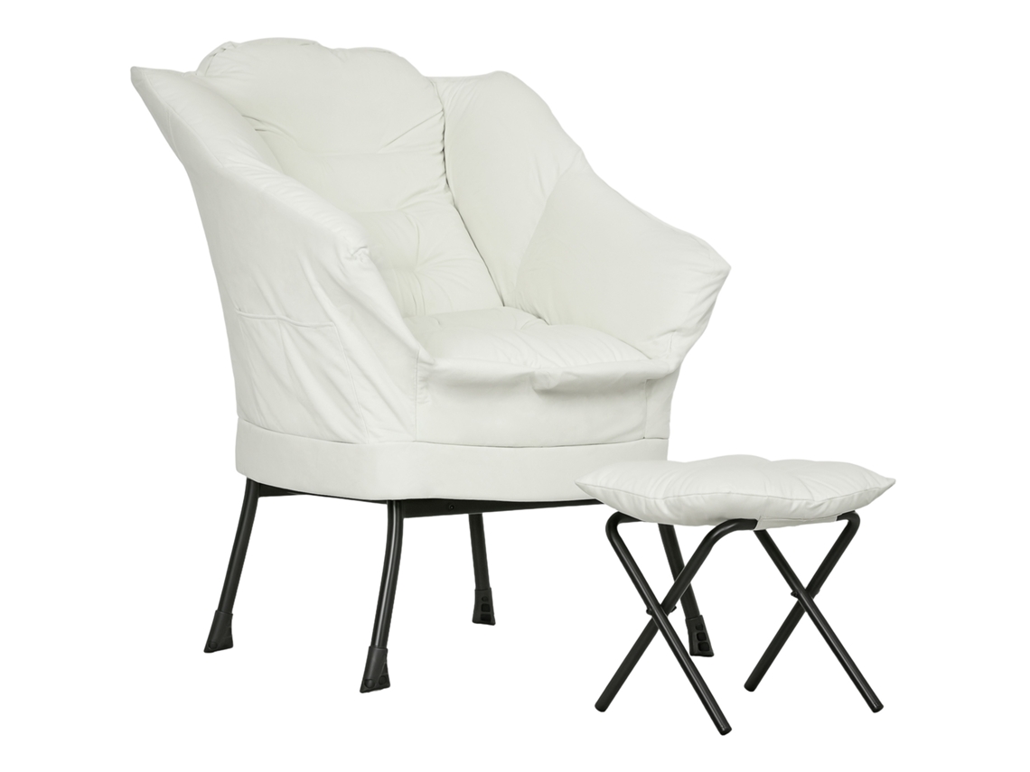Poltrona Sala de Estar Poliéster e Aço Cor Cream 80x78x100 cm Homcom