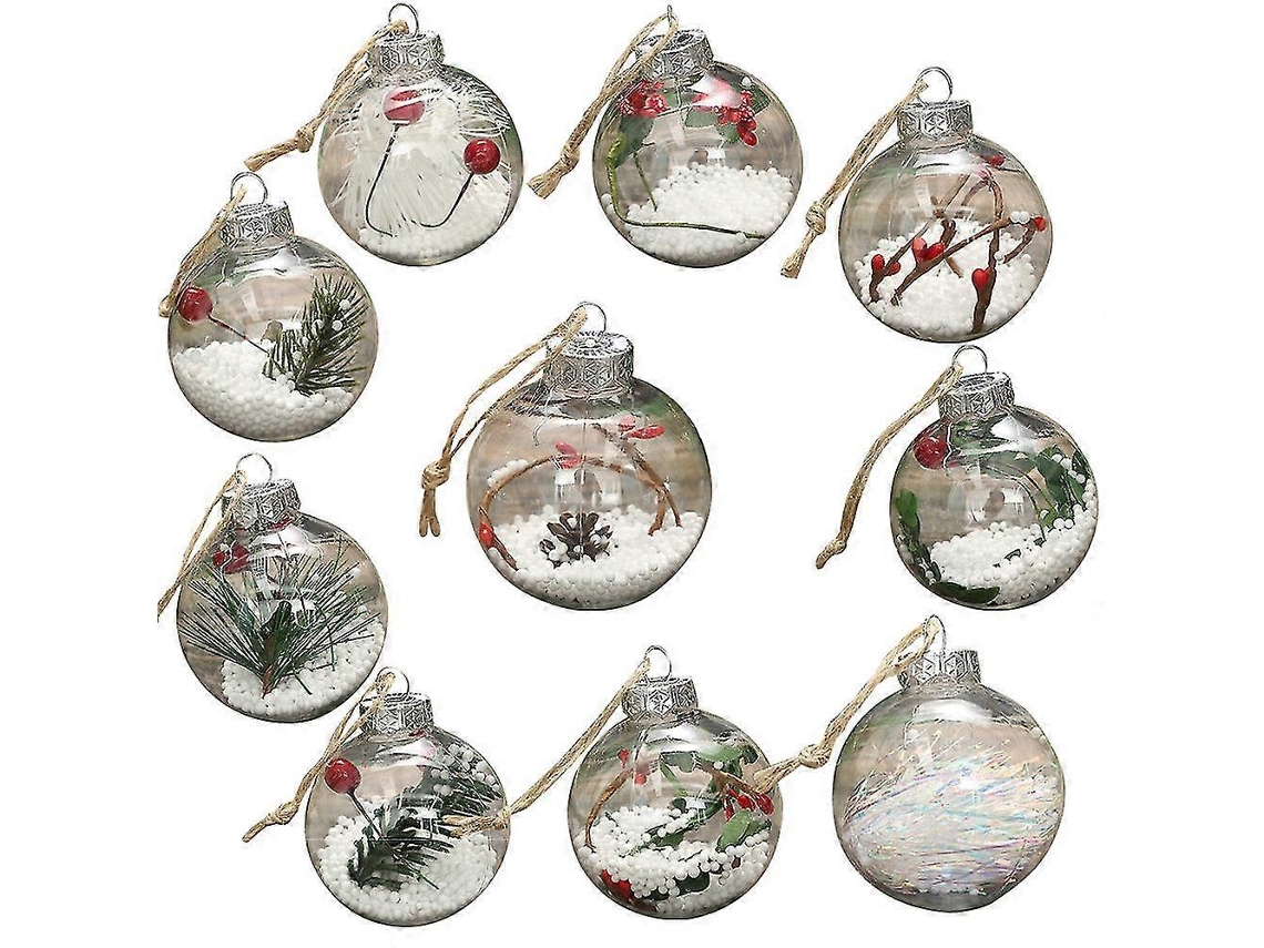 10 Bolas De Árvore De Natal De Plástico Transparente Para Encher Olysi Shop