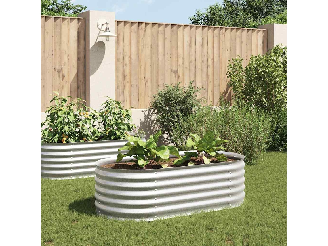 Vidaxl Canteiro Elevado De Jardim Aço Galvanizado 160x80x44cm Prateado