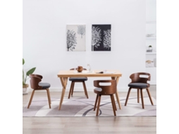 Vidaxl Cadeiras Jantar 4 Pcs Madeira Curvada E Tecido Cinzento-escuro