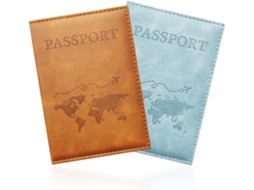 Porta-passaporte De Viagem, Em Couro Pu, Cor Azul-claro, Compartimentos Para Cartões E Documentos