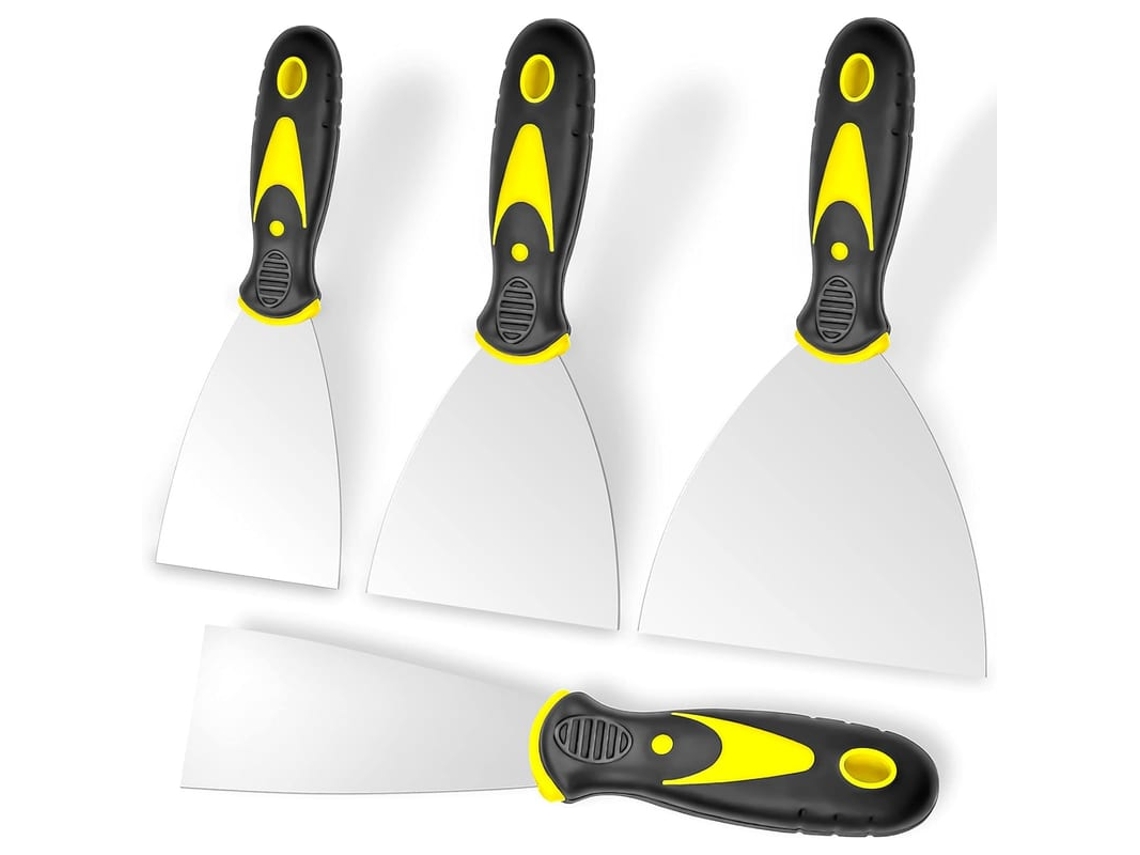 Kit De Laminas De Massa 4 Peças (2,3,4,5 Polegadas) Inox, Ferramenta Para Reparo De Parede E Remoção De Papel De Parede