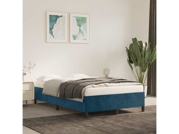 Vidaxl Estrutura De Cama Sem Colchão Azul Escuro 120x190 Cm Veludo