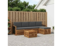 Vidaxl Conjunto De Sofás Para Exterior 6 Unid. Natural E Antracite